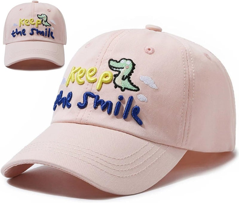 viofre Embroidery Kids Girls Baseball Hat Pink Cotton Kids Hats Toddler Girl Girls Baseball Cap Cute Toddler Sun Ball Cap Girl Hats - Image 1